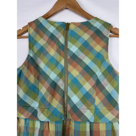 NorthStyle Womens Multicolor Plaid Sleeveless Dress Sz 6 Linen Blend Back Zipper - Picture 13 of 13